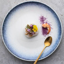 Creative Ceramic Plate Nordic Dish Dinner Plate Family Steak Plate Eat Rice Bowl Gadient Blue Plate 2024 - buy cheap