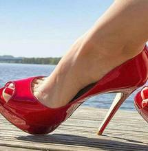 Red Patent Leather High Heel Pumps Women Shoes Peep Toe High Platform 14CM Wedding Shoes Bride Stiletto Heels Ladies Pumps 2024 - buy cheap