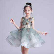 Girls Kids Princess Dress Children Baby Mesh Layered Ball Gown Birthday Party Dance Flower Dresses Vestidos S10844 2024 - buy cheap