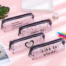 Lovely simple transparent letter octagonal pencil case small fresh creative student portable pencil case school office supplies 2024 - buy cheap