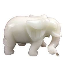 China Natural White Jade Carved  Water Absorption Elephant White Elephant Decoration 2024 - buy cheap