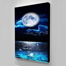 Arte de pared Moonlight HD, impresiones de escena nocturna, decoración del hogar, póster de playa, imágenes de paisaje marino, pinturas de lienzo de estilo nórdico para sala de estar 2024 - compra barato