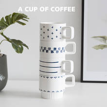 Conjunto de copos de café criativos, copos de chá, xícara cerâmica fofa, xícara e pires empilháveis, porcelana chinesa, café, mugs77 2024 - compre barato
