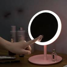 Espejo de maquillaje plegable con luz Led, espejo de tocador compacto de viaje con carga Usb, lámpara de mesa para cosméticos 2024 - compra barato
