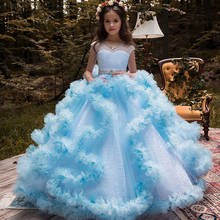Fluffy  Flower Girl Dresses For Weddings Kids Pageant Ball Gowns Feathers First Communion Dresses For Girls 2024 - buy cheap