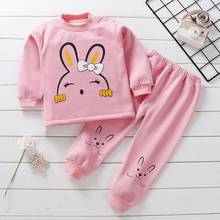 Children Thermal Underwear Winter Boy Cartoon Clothing Suit Baby Girls Pink Animal Underwear Set Plus Velvet Thickening Pajamas 2024 - buy cheap