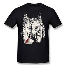 Little Red Woods Run Cloth Print Oversize T-Shirt Wolf Romantic Horror Film Short Sleeve For Men Fashion Streetwear 2024 - buy cheap