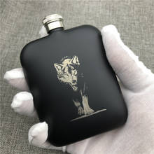 Black King Wolf-frasco de acero inoxidable 304 personalizado, frasco portátil de grado alimenticio con Funnle, botella de Alcohol, 6 OZ 2023 - compra barato