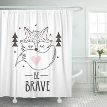 Little Scandinavian for Nursery Cute Fox Doodle Graphic Woodland Shower Curtain Waterproof Polyester Fabric 60 x 72 Inches Set 2024 - buy cheap