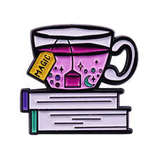 Tea and Book Lovers Brooch Two Colorful things that go hand in hand late at night 2024 - buy cheap