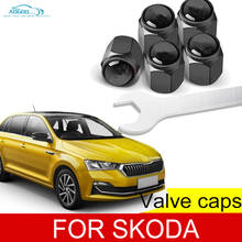 Tapas de válvula de aire de neumático de rueda de coche, cubierta de vástago con marca para SKODA Octavia Fabia Superb paid Yeti Karoq kodioq GT, accesorios de coche 2024 - compra barato