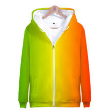 Sudadera con capucha y cremallera de arcoíris para hombre y mujer, suéter colorido con degradado personalizado, Color sólido, 3D, unisex 2024 - compra barato