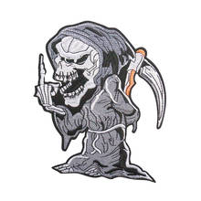 Skull And Sickle Grim Reaper Embroidery Cloth Sticker Big Patch DIY Embroidered Punk Fabric Appliques  Motorcycle Biker Badges 2024 - buy cheap