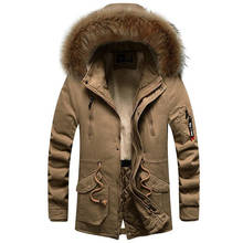 Зимняя утепленная мужская куртка с мехом, повседневные хлопковые парки с капюшоном, новая нечеткая одежда, верхняя одежда, толстые теплые флисовые ветрозащитные пальто 2024 - купить недорого