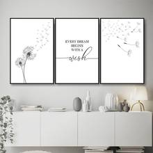 Minimalist Dandelion Art Wall Print Canvas Poster Wishing Dandelion Prints Living Room Bedroom Home Decor Painting Frameless 2024 - buy cheap