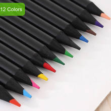 Conjunto de lápis de cor de desenho profissional, lápis escolar de madeira preta com 12 cores para estudantes, desenho profissional 2024 - compre barato