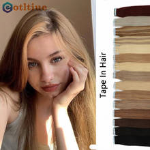 Eotltiue Tape Ins Remy Human Hair Extension Adhesive Tape Ons 18" 20 Pcs Multi-Colors Straight Skin Weft Natural Human Hair 2024 - buy cheap