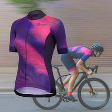 Camisa de manga curta para ciclismo feminina, roupas para bicicleta respirável verão 2020 2024 - compre barato