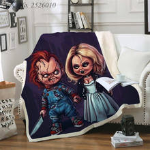 Throw blanket Horror Movie Childs Play 3D Velvet Plush Blanket Bedspread For Kids Girls Sherpa Blanket Couch Quilt Cover Travel 2024 - buy cheap