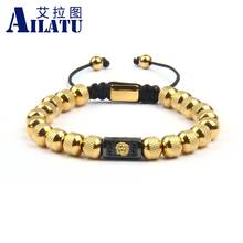 Head Bracelet Accessories Rope Chain Gold Stainless Steel Luxury Fashion with 8mm Men Ailatu New Hand-made Beads Present, Gift, 2024 - compra barato