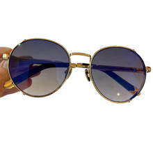 Óculos de sol luxuoso feminino, armação de metal, vintage, redondo, uv400 2021 2024 - compre barato