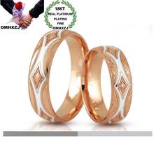 Hxomzj anel de ouro rosado rr1287, anel elegante para amantes da moda europeia, presente de casal para festa de aniversário e casamento, geométrico de zircônia aaa 18k 2024 - compre barato