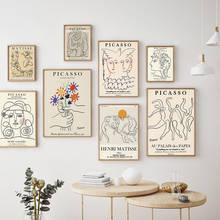 Matisse-carteles de Picasso nórdico, impresiones en lienzo, pintura abstracta de chica de flores, cuerpo y cara, imágenes artísticas para pared, decoración única para sala de estar 2024 - compra barato