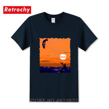 Camiseta manga curta kiteboarding para adulto, mergulho 100% algodão, gola redonda, camiseta kitesurf masculina 2024 - compre barato