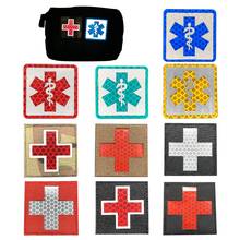 Braçadeira bordada refletora medic, emblema cruz vermelha decorativa aplique de costura patches táticos 2024 - compre barato
