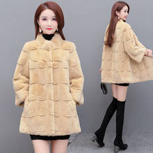 Cotday Imitated Mink Furry Coat Loose Thick Khaki Temperament Fashion High Quality Ladies Fur Jackets Coat Long Luxury Fur Coats 2024 - buy cheap