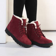 Snow boots 2019 warm fur plush Insole women winter boots square heels flock ankle boots women shoes lace-up winter shoes woman 2024 - buy cheap