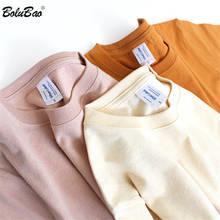 Bolubao camiseta masculina de cor sólida, camiseta casual simples de cor sólida, 100% algodão, retrô, roupa de marca 2024 - compre barato