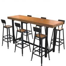 Американский барный стол из твердой древесины у стены, барный стул, домашний длинный барный высокий стол, барный стол для кафе 2024 - купить недорого