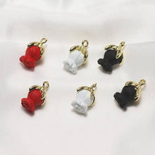 Newest 30pcs 10*15mm 3D Rubber Enamel Rose Flower Shape Fashion Necklace Pendants Ornament Accessory Earring Foral Charms 2024 - buy cheap