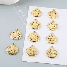 6pcs 18K gold twelve constellation Earring Modern Female Jewelry Women coin pendant DIY earrings necklace material accessories 2024 - buy cheap