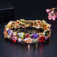 CWWZircons-pulsera colgante de cristal grande para mujer, de lujo, Color amarillo dorado claro, My Mona Lisa, Multicolor, pedrería CZ, CB017 2024 - compra barato