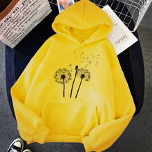 Dandelion impressão amarelo topos com capuz harajuku coreano hoodies estéticos goth feminino outono inverno pulôver sudaderas kpop moletom 2024 - compre barato