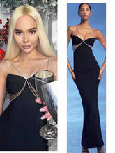 Женское длинное вечернее платье, черное Бандажное платье макси, с V-образным вырезом, сеткой и кристаллами, элегантное платье для вечеривечерние и клуба, 2021 2024 - купить недорого