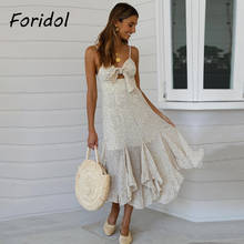 Foridol Backless Women Summer Bohemian Beach Dress Famale Polka Dot Maxi Long Dress Hollow Out Bownot Front Vestidos Mujer 2024 - buy cheap