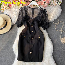 Vestido preto lace de renda feminino, vestido sexy de festa elegante da moda para verão 2021 2024 - compre barato