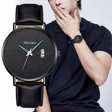 YOLAKO Brand Men Leather Black Blue Pointer Watches Luxury Male Sport Date Watches Clock Relogio Masculino 2024 - buy cheap