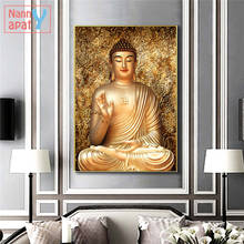 Pintura en lienzo de Buda dorado, póster impreso de gran tamaño, imagen artística de pared, pintura de Buda para sala de estar, decoración moderna del hogar, 1 pieza 2024 - compra barato