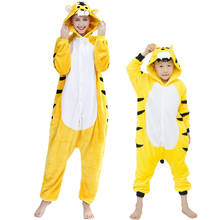 Pijamas de tigre amarillo para niños y niñas, ropa de dormir de animales, monos de Panda de dibujos animados, pijamas de franela de unicornio para invierno 2024 - compra barato