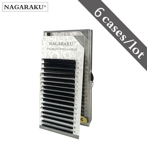 NAGARAKU 6 Cases Lot Mix Eyelash Extension Synthetic Mink Individual Eyelash Mix 7-15mm 16 Lines High Quality Soft Faux Cils 2022 - купить недорого