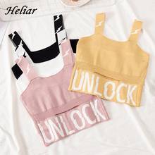 HELIAR Female Camisole Knitting Camis Crop Top Letter UNLOCK Cotton Camisole Femme Camis With Hole Women 2020 Summer Tank Tops 2024 - buy cheap