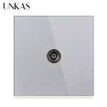 UNKAS Gray Luxury Tempered Crystal Glass Panel TV Television Jack Wall Grey Socket  Wiring Accessories Outlet 2024 - buy cheap