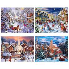 Pintura diamante de inverno ponto cruz diamante bordado neve cenário needlework quadrado completo paisagem decoração da parede bb10393 2024 - compre barato