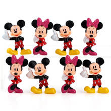 Figuras de acción de Mickey Mouse y Minnie, juguetes de colección de decoración, modelo de muñeca, PVC, 5cm, 8 unids/lote 2024 - compra barato