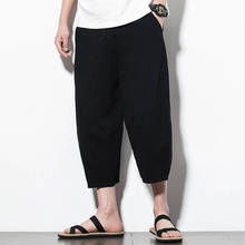 Plus size Male Cross Pants M- 5XL 6XL 7XL cotton linen Harem Pants Hiphop Jogger Trousers black gray blue red wide leg pants 2024 - buy cheap