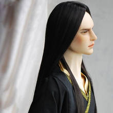 Peruca para boneca, 1/3 1/4, bjd sd, fio preto de alta temperatura, longo 50cm, reta, para boneca, cabelo 2024 - compre barato